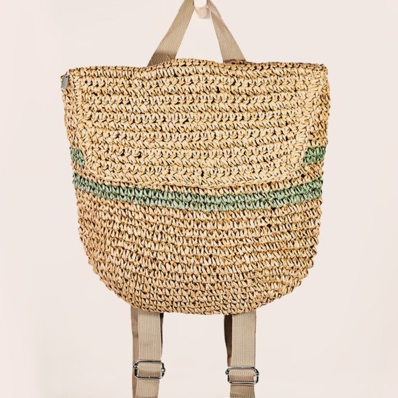 NWT Pacific Coast Striped Raffia Retreat Backpack - Picture 2 of 9